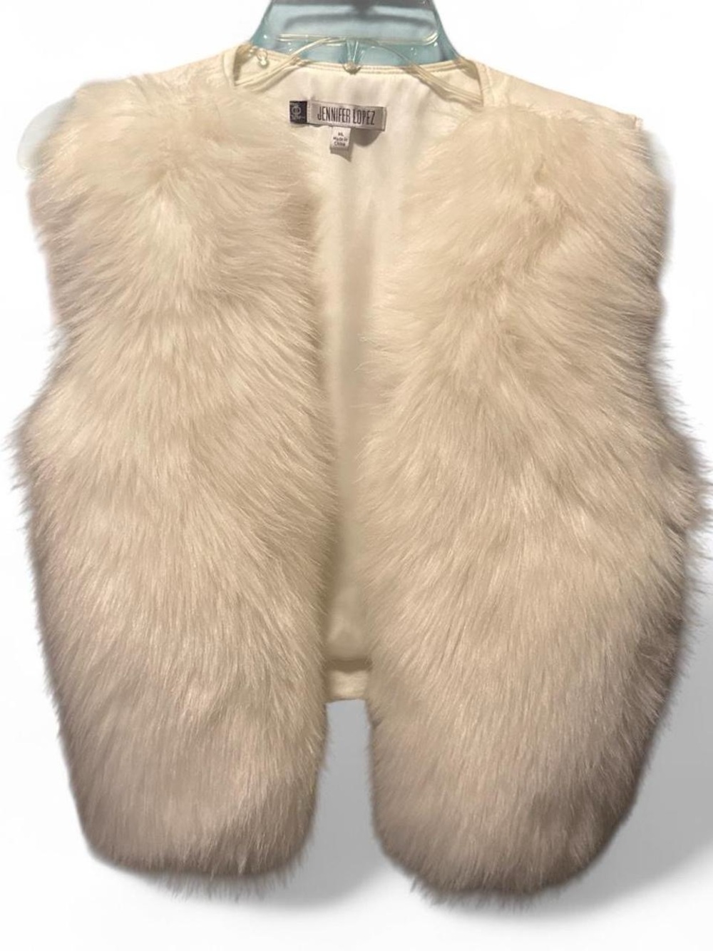 Jennifer Lopez White Faux Fur Vest - Women's Sleeveless Coat